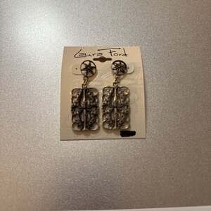 Vintage Sterling Silver Filigree Cross Dangle Earrings